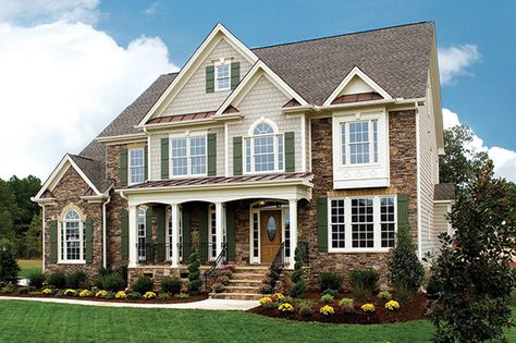 Plan #927-32 - Houseplans.com American House Plans, Suburban House, American House, Traditional Exterior, Traditional House Plans, Country House Plan, Country House Plans, French Country House, Style At Home