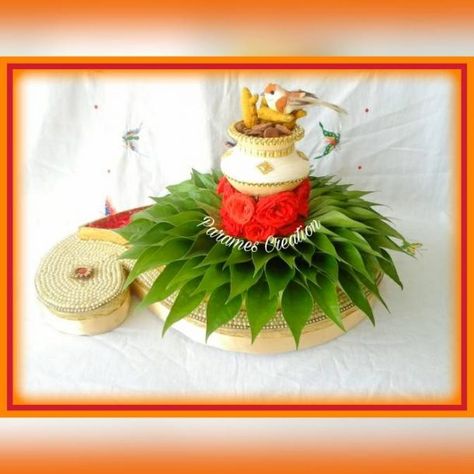 27.Small Bird plate decoration with betel leaf Betel Leaf Decoration, Banana Decoration, Plate Decoration Ideas, Peacock Decoration, Arti Thali Decoration, Arti Thali, Decoration With Flowers, Coconut Decoration, Betel Leaf