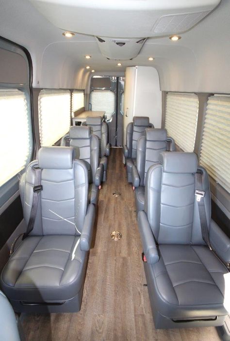 Sprinter Day-Tripper with Bathroom Sprinter Passenger Van Conversion, Sprinter Van With Bathroom, Passenger Van Conversion, Sprinter Interior, Camper Van Shower, Sprinter Passenger Van, Renovated Rv, Van Conversion Layout, Sprinter Rv