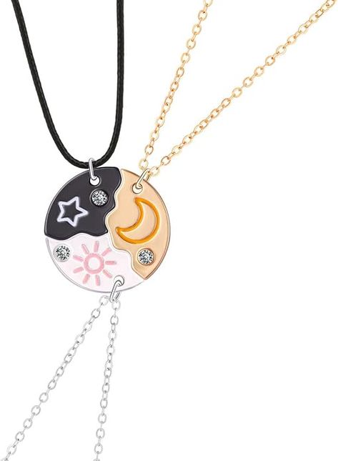 Amazon.com: LIU JUN Bff Necklace For 3，Weirdo 1 Weirdo 2 Weirdo 3 Necklace Sun Moon and Star Friendship Necklaces For Best Friends Sisters Forever Jewelry Gifts (sun) : Clothing, Shoes & Jewelry 3 Bff, Diy Bff, Best Friends Sister, Sisters Forever, Bff Necklaces, Friendship Necklaces, Forever Jewelry, Puzzle Design, Moon Stars