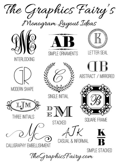 Tips & tricks for creating your own monogram // The Graphics Fairy Typographie Logo, Create Monogram, The Graphics Fairy, Graphics Fairy, Cricut Fonts, Images Vintage, Silhouette Cameo Projects, Silhouette Crafts, Monogram Design