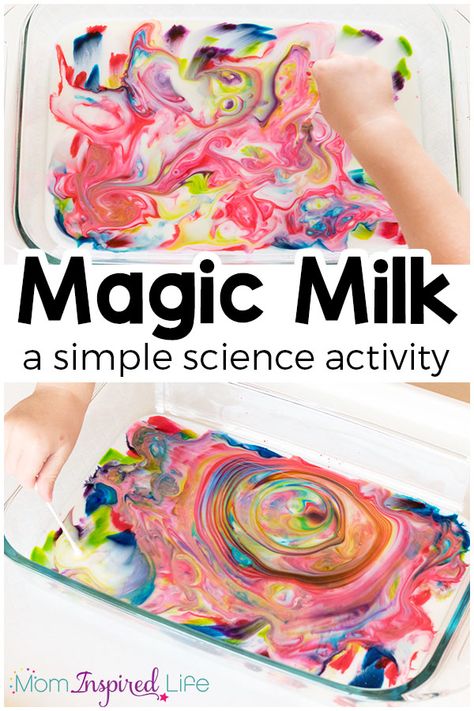 Exciting Magic Milk Science Experiment for Kids Milk Science Experiment, Vetenskapliga Experiment, Magic Milk, Science For Toddlers, Science Experiment For Kids, Experiment For Kids, Science Experiments For Preschoolers, Kid Science, Simple Science