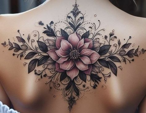 Pretty Flower Tattoos, Cross Tattoos For Women, Mommy Tattoos, Tattoos For Women Flowers, Tasteful Tattoos, Spine Tattoos For Women, Tatuaje A Color, Shoulder Tattoos For Women, Cute Tattoos For Women