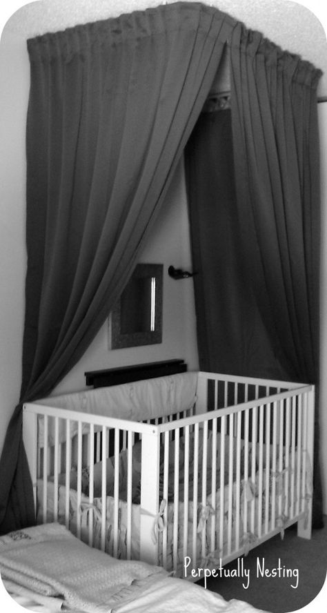 In Room Nursery Solutions, Nursery in Small Spaces Sharing A Bedroom, Baby Nook, Small Space Nursery, Crib Canopy, Parents Room, Shared Room, Shared Rooms, Baby Bedroom, One Bedroom Apartment