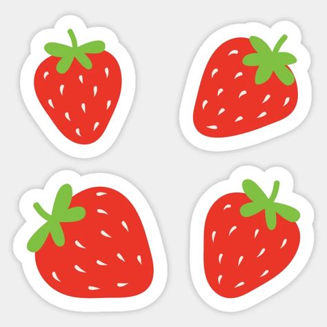 Strawberry Cake Sticker, Strawberry Design Illustration, Food Stickers Design, Strawberry Sticker Printable, Squish Mellow Stickers, Strawberry Cute Drawing, Strawberry Sticker Aesthetic, Strawberry Drawing Cute, Strawberry Design Ideas