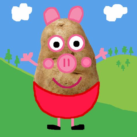 Peppa pig as a potato Potato Animation, Potato Character, Spring Potato, Pig Cake, A Potato, Peppa Pig, Potato, Pikachu, Gif