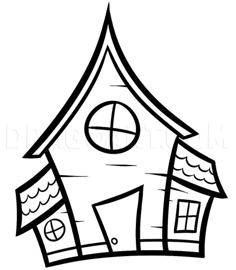 House Drawing Ideas, Easy Haunted House, Haunted House For Kids, Easy Nature Drawings, Haunted House Drawing, Dream House Drawing, Simple House Drawing, Easy Butterfly Drawing, House Drawing For Kids