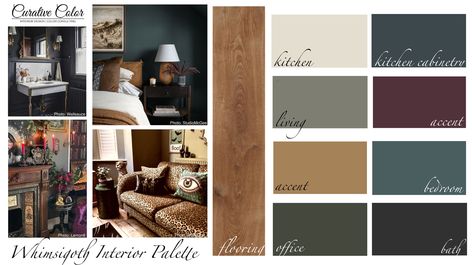 Academia Color Palette, Dark Academia Color Palette, Interior Color Palette, Interior Paint Color Palette, House Color Schemes Interior, Dark Academia Color, Sherwin Williams Color Palette, Paint Color Schemes, Quirky Decor