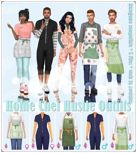 Home Chef Hustle Outfits | Patreon Sims 4 Baker Clothes Cc, Sims 4 Cc Chef Outfit, Sims4 Appliances, Sims 4 Restaurant Uniform Cc, Sims 4 Waitress Outfit, Sims 4 Chef Cc, Sims 4 Chef Outfit, Sims 4 Home Chef Hustle Cc, Sims 4 Apron Cc