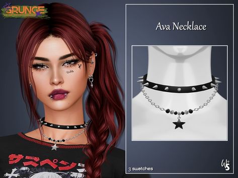 The Sims Resource - Ava Necklace Ts4 Choker Cc, Sims 4 Cc Female Accessories, Sims Necklace Cc, Ts4 Necklace Cc, Sims4 Accessories Cc, Sims 4 Piercing Cc, Sims Cc Accessories, Sims 4 Cc Necklace, Sims 4 Cc Jewelry