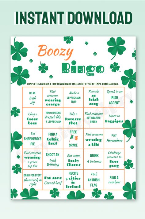 ☘️ A bingo game to bring on your St. Patty's Day pub crawl or liven up your party ☘️ Pub Crawl Bingo, Pub Crawl Themes, Pub Crawl Games, Bar Crawl Games, Bar Crawl Bingo, Leprechaun Party, Beer Shot, Lucky Leprechaun, Bingo Sheets