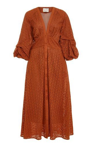 9327969053c0068dd9e07c529866b94ddesc44118351ri Broderie Anglaise Dress, Prom Dress Shopping, Johanna Ortiz, Cotton Midi Dress, Eyelet Dress, Online Dress Shopping, African Fashion Dresses, Orange Dress, Style Chic