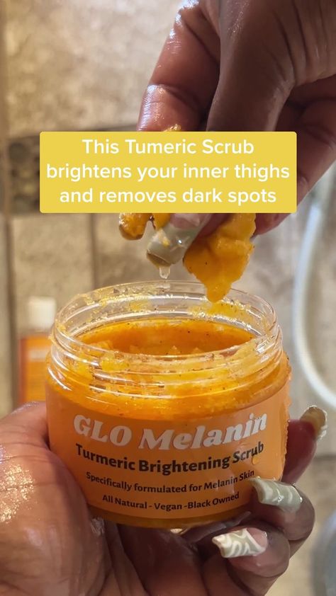 2.7K views · 33K reactions | Black Owned Beauty | peach, Curcuma longa | Happier kitty 🐱 in 30 days or it's 100% FREE! This set contains everything you ever need: 🖤 1x Turmeric Brightening Scrub 🖤 1x Yoni Oil (for ingrown... | By GloMelanin | Facebook Melanin Skin, Remove Dark Spots, Happy Cat, Scrubs, Kitty, Beauty, Quick Saves, Black