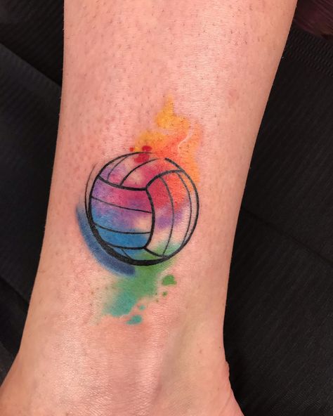 Volleyball Tattoo, Watercolor Tattoo Words, Watercolor Tattoo Shoulder, Watercolor Galaxy Tattoo, About Volleyball, Watercolor Tattoo Sleeve, Small Watercolor Tattoo, Skeleton Hand Tattoo, Tattoo For Son