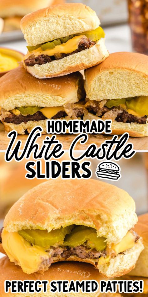 White Castle Sliders White Castle Sliders Recipes, Sandwich Squares, Hamburger Meal, White Castles, Best Sliders, Gordon Ramsay Dishes, Sandwich Sliders, White Castle Sliders, Blackstone Cooking