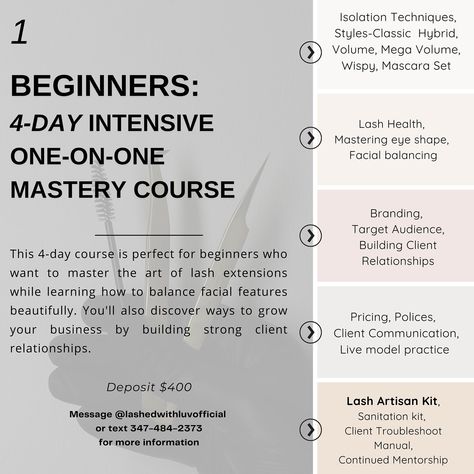 ✨Ready to elevate your lash skills? Join us at the Lash Artistry Bootcamp, New York’s most informative and client-focused training experience.✨ 👩🏽‍🎓Our one-on-one courses: 💪🏽 Beginners 4-Day Intensive Mastery Course - Master isolation techniques, handmade fans, and the importance of lash health. 🪄 Medium skill 2-Day Enhanced Volume Mastery Class - Perfect your volume skills and learn how to educate your clients on lash extensions. 🫱🏽‍🫲🏾 Advanced 1-Day Expert Course - Learn advanced techni... Mascara Set, Live Model, Target Audience, Eye Shapes, Lash Extensions, Education, New York, Health, Quick Saves