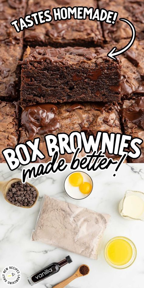 Upgrade your box of brownie mix! Learn how to make better boxed brownies with this easy (and oh-so-YUMMY) recipe for fudgy, chocolate brownies.