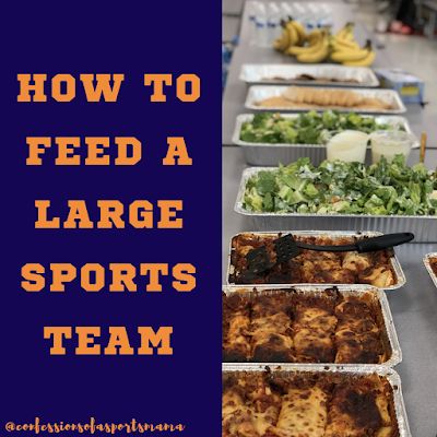 Confessions of a Sports Mama: Sports Mama Tip: 5 Tips For Feeding a Large Sports Team + 10 Team Approved Meal Ideas! Ideas For Feeding Large Groups, Team Dinner Menu Ideas, Soccer Tournament Tailgate, Wrestling Meet Food, Meals For A Football Team, Sports Team Pasta Dinner, Wrestling Hospitality Room Food, Sport Team Meal Ideas, Feeding A Football Team High Schools