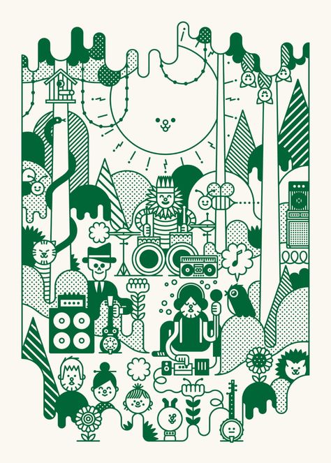 A festival poster for Deep in the Woods 2017. Forest Posters, Geometric Poster Design, Deep In The Woods, Naive Illustration, Music Festival Poster, Birdhouse Designs, Forest Illustration, Festival Poster, Motion Graphics Design