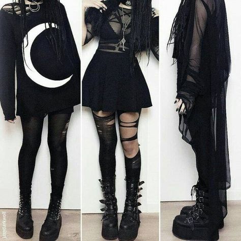 Photo Emo Mode, Pastel Goth Outfits, Look Grunge, Goth Outfit, Woman In Black, Goth Clothing, Dark Outfits, Black Clothing, Emo Outfits