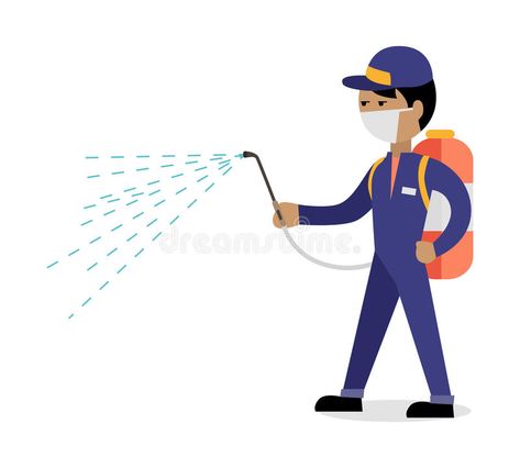 Pest Control Concept Vector In Flat Style Design. Man in uniform with face mask #Sponsored , #advertisement, #AD, #Concept, #Pest, #Control, #Vector Mask Background, Man In Uniform, Termite Control, Detroit Area, Pest Control Services, Animal Control, Men In Uniform, Flat Style, Pest Control