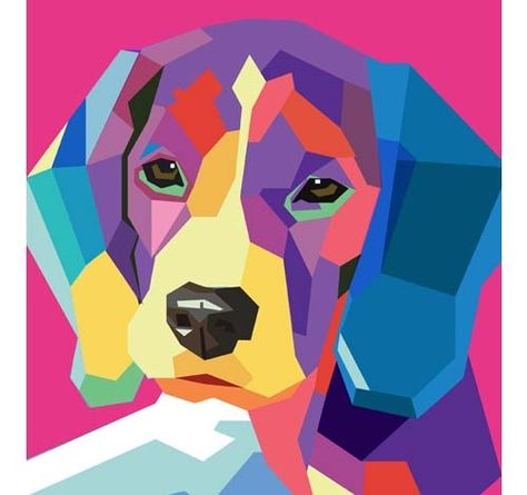 Dog art in polygon portrait style Beagle Art, Wpap Art, Pop Art Animals, Dog Pop Art, Poly Art, Polygon Art, Pop Art Portraits, Easy Art, Geometric Animals