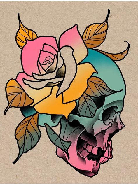 Neo Traditional Roses, Traditional Panther Tattoo, Neo Traditional Art, Skull Tattoo Flowers, Abstract Tattoo Ideas, Skeleton Artwork, Traditional Tattoo Inspiration, Traditional Tattoo Designs, Tattoo Outline Drawing