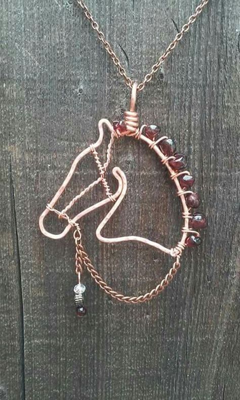 This is by an awesome etsy artist. His shop is twhitfielddesigns.etsy.com. I ordered one for my mom in custom colors and she loved it! Wire Wrapped Horse, Artistic Wire Jewelry, Wire Wrap Animals, Wire Animals, Diy Wire Jewelry Rings, Copper Wire Art, Wire Jewelry Patterns, Horse Hair Jewelry, Wire Jewelry Rings