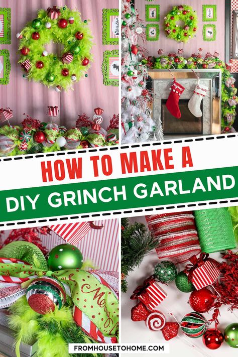 DIY Grinch Garland - A Step-By-Step Tutorial Whoville Decor, Grinch Garland, Grinch Diy, Cut Snowflakes, Grinch Ideas, Diy Grinch, Snowflakes Christmas Tree, Xmas Garland, Grinch Tree