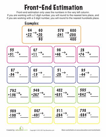 Worksheets: Practice Front-End Estimation Front End Estimation, Estimation Worksheet, Teaching Third Grade Math, Maths Tips, Ordinal Numbers, 4th Grade Math Worksheets, Number Theory, Math Sheets, Homeschool Worksheets