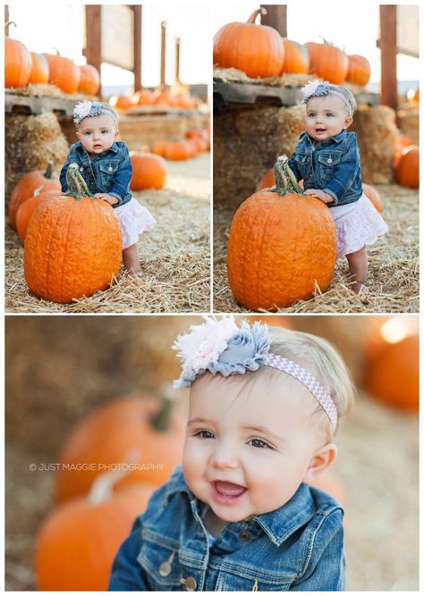 Pumpkin patch baby photography by Just Maggie Photography -- Los Angeles Family Photographer Pumpkin Patch Photography, Fall Baby Photos, Fall Baby Pictures, Pumpkin Patch Photoshoot, Pumpkin Patch Pictures, Pumpkin Pictures, Baby First Halloween, Pumpkin Photos, Halloween Photography