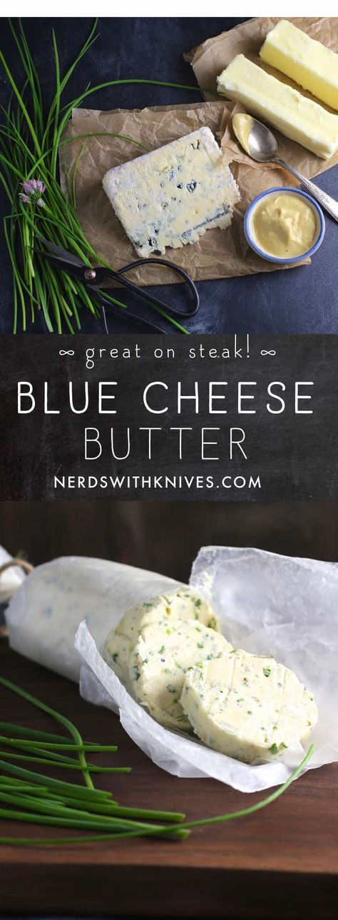 Blue Cheese Compound Butter Blue Cheese Compound Butter, Blue Cheese Butter Recipe, Blue Cheese Butter For Steak, Chicken Garlic Bread, Herb Butters, Compound Butter Recipes, Flavoured Butter, Bbq Feast, Blue Cheese Butter