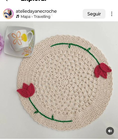 Plate Coasters Crochet, Crochet Placemat Patterns, Diy Crochet Patterns, Crochet Placemats, Crochet Tutorial Pattern, Crochet Twist, Placemats Patterns, Crochet Circles, Embroidery Stitches Tutorial