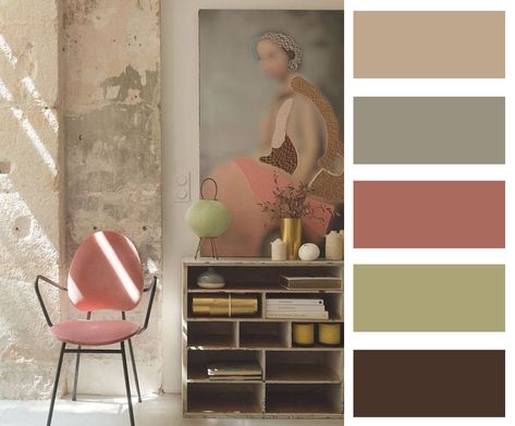 Colour palette by Paleutr What Colors Compliment Gray, Colors That Compliment Brown, Colour Harmony, Palettes Color, Color Coordination, Brown Color Schemes, Mixing Colors, Paint Color Schemes, Living Room Color Schemes