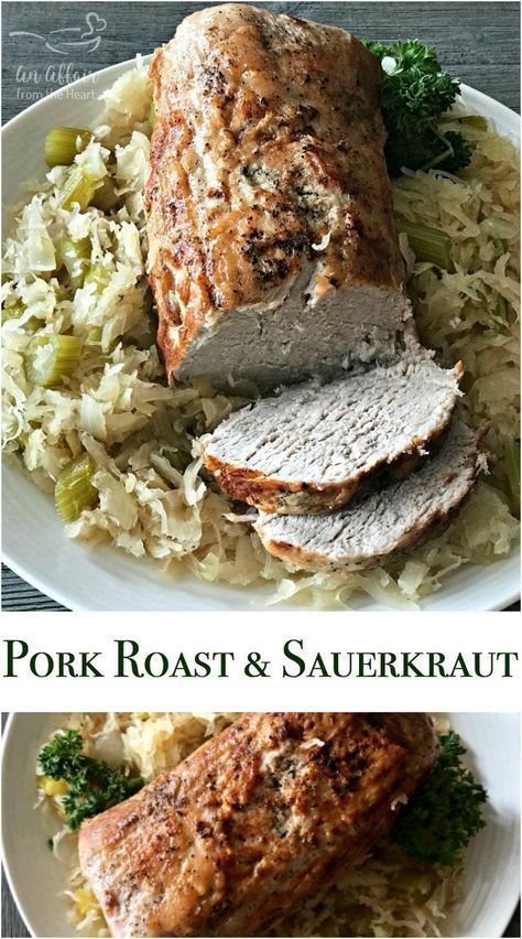 Pork Roast Sauerkraut, Roasted Pork Roast, Pork And Sauerkraut Recipe, Pork Roast And Sauerkraut, Pork And Sauerkraut, Boneless Pork Roast, Sauerkraut Recipe, Sauerkraut Recipes, Roasted Pork