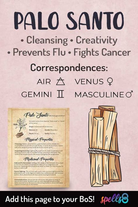 Spiritual Properties of Palo Santo and its uses in Witchcraft. Learn the Elemental Correspondences of Herbs such as Palo Santo and its Astrological and Magical correspondences. The spiritual meaning of cleansing and creativity. Watch this video lesson! Herbs For Creativity Witchcraft, Palo Santo Benefits, Herb Correspondences, Elemental Correspondences, Cleansing Incense, Magical Correspondences, Palo Santo Sticks, Powerful Magic, Palo Santo Wood