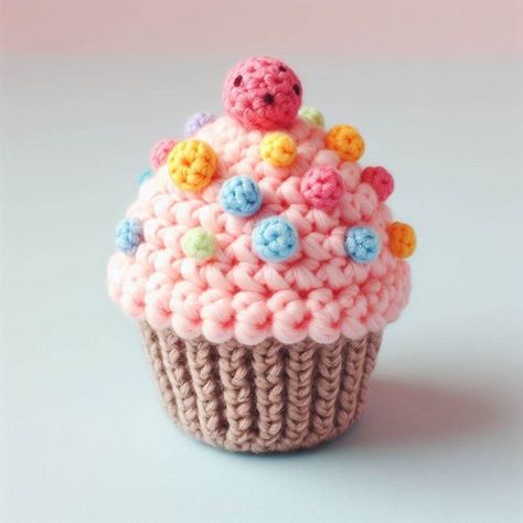 Easy Crochet Cupcake Amigurumi Pattern - All Amigurumi Cupcake Dolls Crochet Free Pattern, Crochet Muffin Free Pattern, Crochet Cupcake Pattern Free, Crochet Cupcake Pattern, Easy Amigurumi Patterns, Knit Cupcake, Crochet Cupcakes, Cupcake Crochet, Bolo Grande