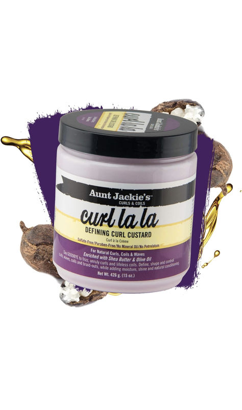 Aunt Jackie's Curl La La, Lightweight Curl Defining Custard, Enriched with Shea Butter & Olive Oil, Basic, 15 Ounce Curl Defining, Braid Out, Defined Curls, Natural Curls, Custard, Paraben Free Products, Shea Butter, Olive Oil, Beauty And Personal Care