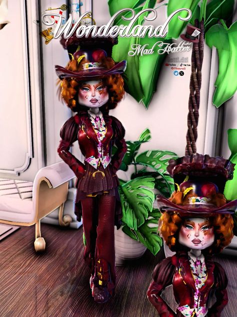 𐬺Dress To Impress: Wonderland - Mad Hatter ✨𐬺 Alice Dress To Impress, Mad Hatter Dress To Impress, Paris Dress To Impress, Alice In Wonderland Dress To Impress, Dress To Impress Crazy Day, Cosplay Dress To Impress, Mad Hatter Dress, Mad Hatter Outfit, Dti Codes