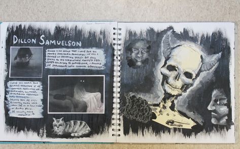 Gcse Art Sketchbook Horror, Horror Gcse Art, Gcse Sketchbook, Artist Research Page, Aesthetic Sketchbook, Textiles Ideas, Alevel Art, Art Presentation, Style Help