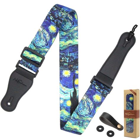 Electric Guitar Art, Guitar Cable, Guitar Gifts, Unique Guitars, Guitar Straps, Cool Electric Guitars, Starry Night Van Gogh, Guitar Neck, Acoustic Electric Guitar