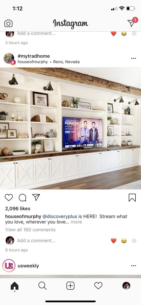 Tv Wall Units, Basement Decoration, Dream Basement, Built In Entertainment Center, Built In Shelves Living Room, Basement Remodel Diy, Living Room Built Ins, Living Room Wall Units, Living Room Entertainment Center