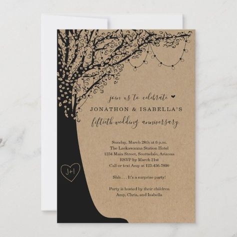 Anniversary Party Invitation Family Reunion Invitations, Reunion Invitations, Wedding Shower Invitation, Anniversary Party Invitations, Summer Party Invitations, Rustic Bridal Shower Invitations, Couple Wedding Shower, Flowering Tree, Couples Shower Invitations