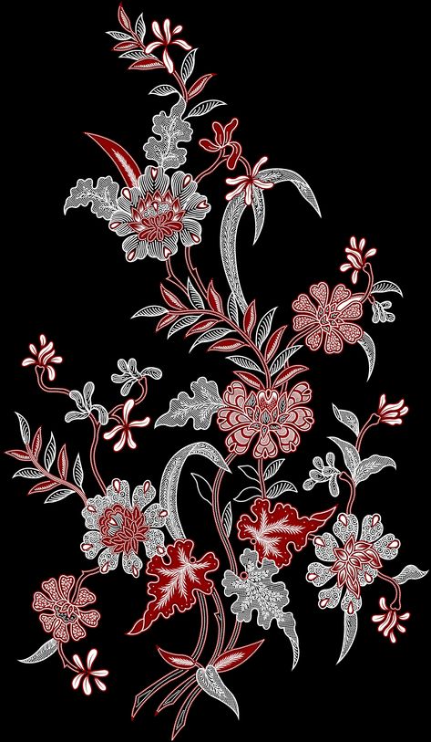 Flower Black And White, طابع بريدي, Digital Flower, Design Pattern Art, Motif Batik, Folk Art Flowers, Batik Art, Paisley Art, Textile Prints Design