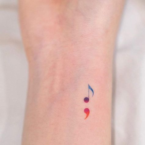 Traditional Tattoo Music, First Time Tattoos, Small Tattoo Ideas For Women, Women Small Tattoos, Meaningful Wrist Tattoos, Side Neck Tattoo, Small Shoulder Tattoos, Semicolon Tattoo, Note Tattoo