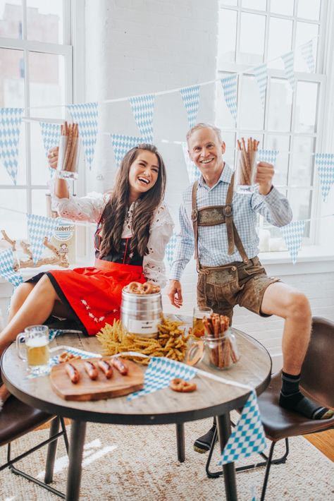 Oktoberfest Party Decor & At-Home Games! - with love caila Oktoberfest At Home, Octoberfest Party Ideas, Oktoberfest Games, Oktoberfest Outfit Women, Things To Do With Children, Octoberfest Party, Lederhosen Costume, Blue And White Flag, German Party