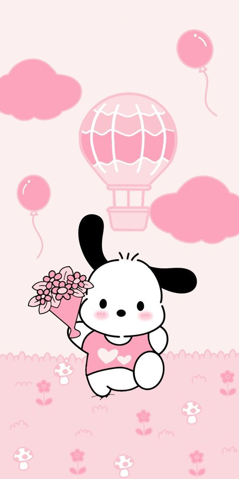 Pochacco Valentines, Pink Wallpaper Hello Kitty, Note Pad Design, Future Wallpaper, Bunny Wallpaper, Valentines Wallpaper, Friends Wallpaper, Sanrio Wallpaper, Hello Kitty Iphone Wallpaper