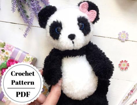 Tutorial pdf by crochet pattern teddy panda. This pattern includes the description of how to crochet a panda. Teddy panda is one of the best gifts for children! PLEASE NOTE! This is a crochet pattern (PDF file) NOT a finished toy! This tutorial is an original pattern written in ENGLISH. The toy Panda Teddy, Creativity Ideas, Crochet Teddy Bear Pattern, Crochet Panda, Crochet Mouse, Crochet Rabbit, Toys Crochet, Crochet Teddy, Crochet Animal Patterns