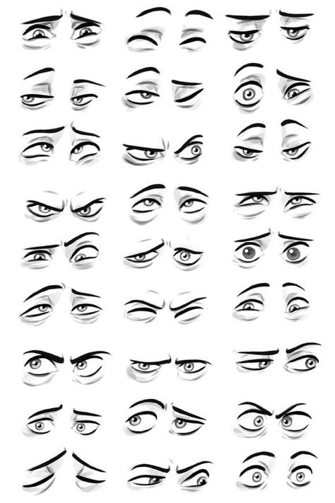 Facial Expressions Drawing, Eye Expressions, Drawing Face Expressions, Drawing Cartoon Faces, 얼굴 드로잉, Eye Drawing Tutorials, Face Drawing Reference, Types Of Eyes, Cartoon Eyes