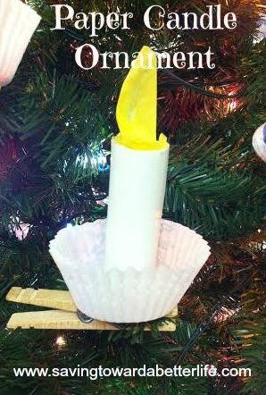 Christmas Craft: Paper Candle Ornament Kids Candle Crafts, Paper Candle Craft, Christmas Craft Paper, Christmas Candle Crafts, Orange Tissue Paper, Candle Holder Crafts, Advent Ideas, Kids Candles, Hanukkah Crafts